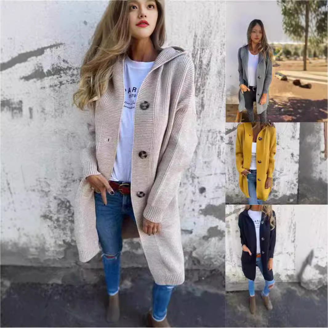 Mid-Length Sweater Cardigan for Women – Light Gray Knitwear for Casual & Cozy Style