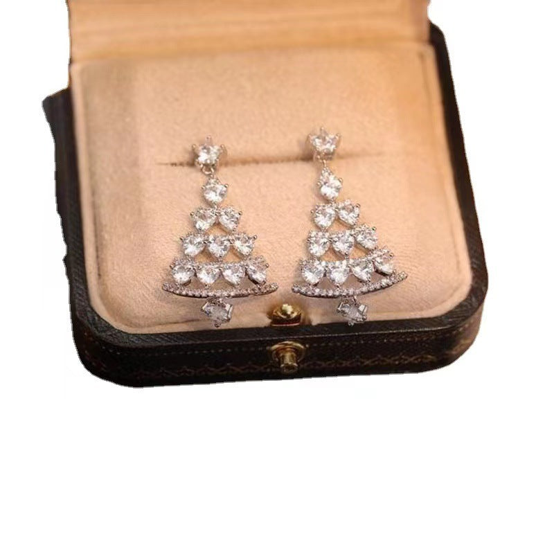 High-Quality Silver Needle Christmas Tree Earrings for Women – Festive Holiday Jewelry - ZA-ZOLA