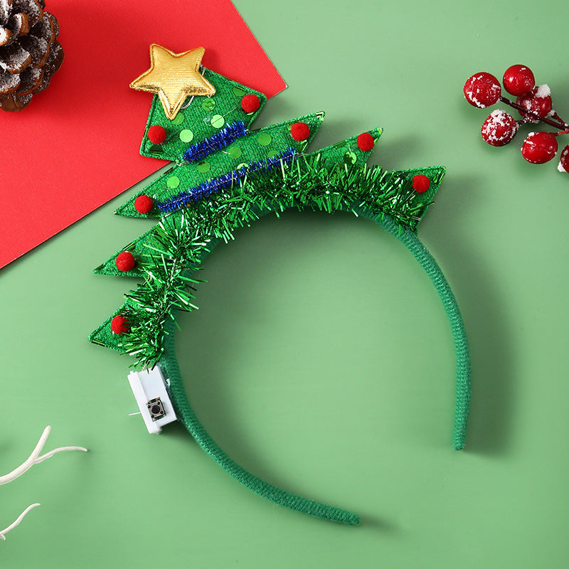 Glowing Christmas Hair Band – Light-Up Xmas Tree, Snowflake, Deer Horn Headband for Festive Fun - ZA-ZOLA