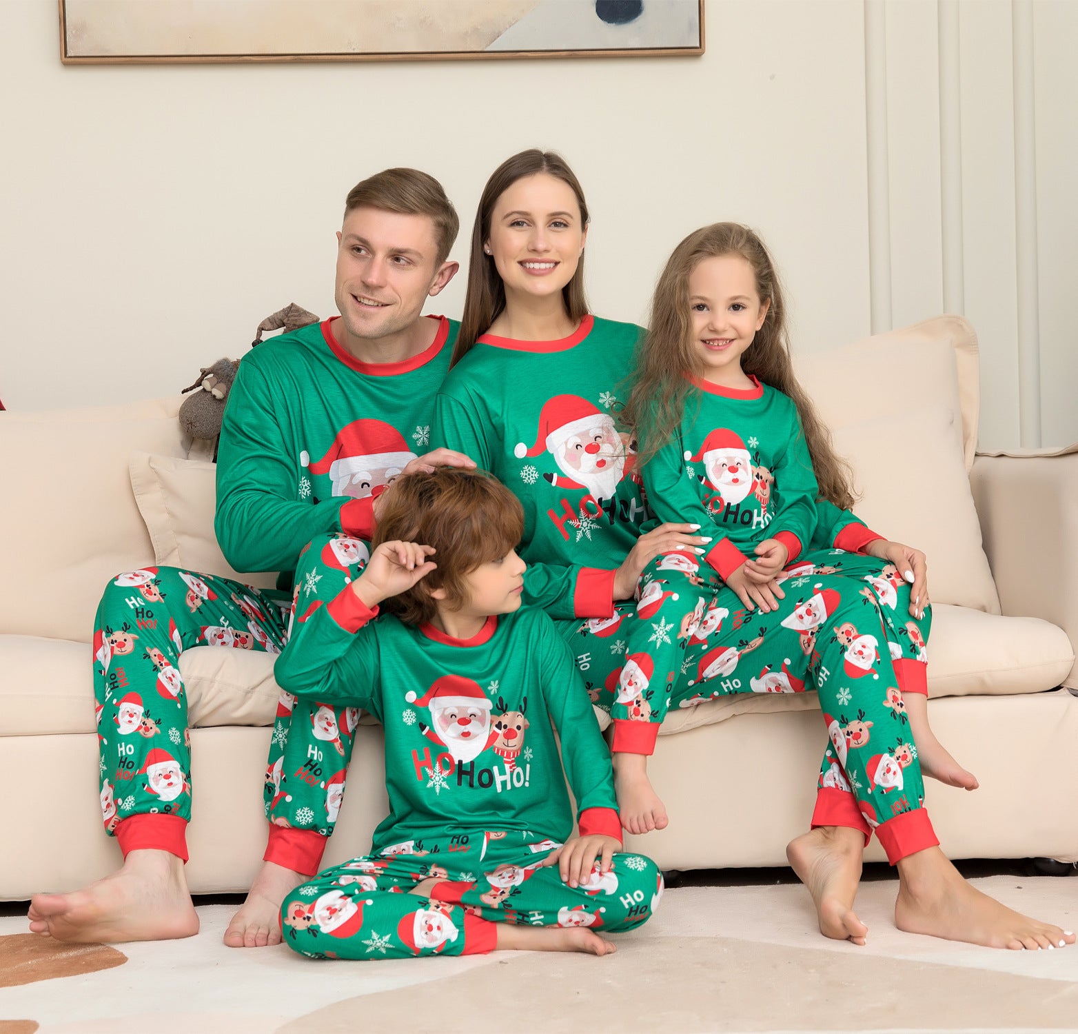 Matching Family Christmas Pajamas – Santa Claus Printed Top PJs Sets for Festive Sleepwear - ZA-ZOLA