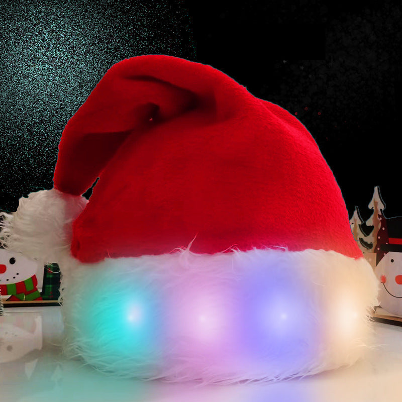 LED Light Plush Christmas Hat - Luminous Santa Hat for Kids & Adults | Festive Holiday Decorations & Christmas Supplies - ZA-ZOLA