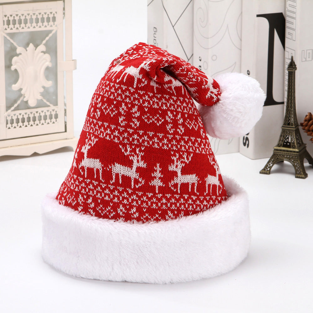 Snowflake Deer Knitted Wool Flannel Christmas Hat - Cozy & Stylish Holiday Accessory - ZA-ZOLA