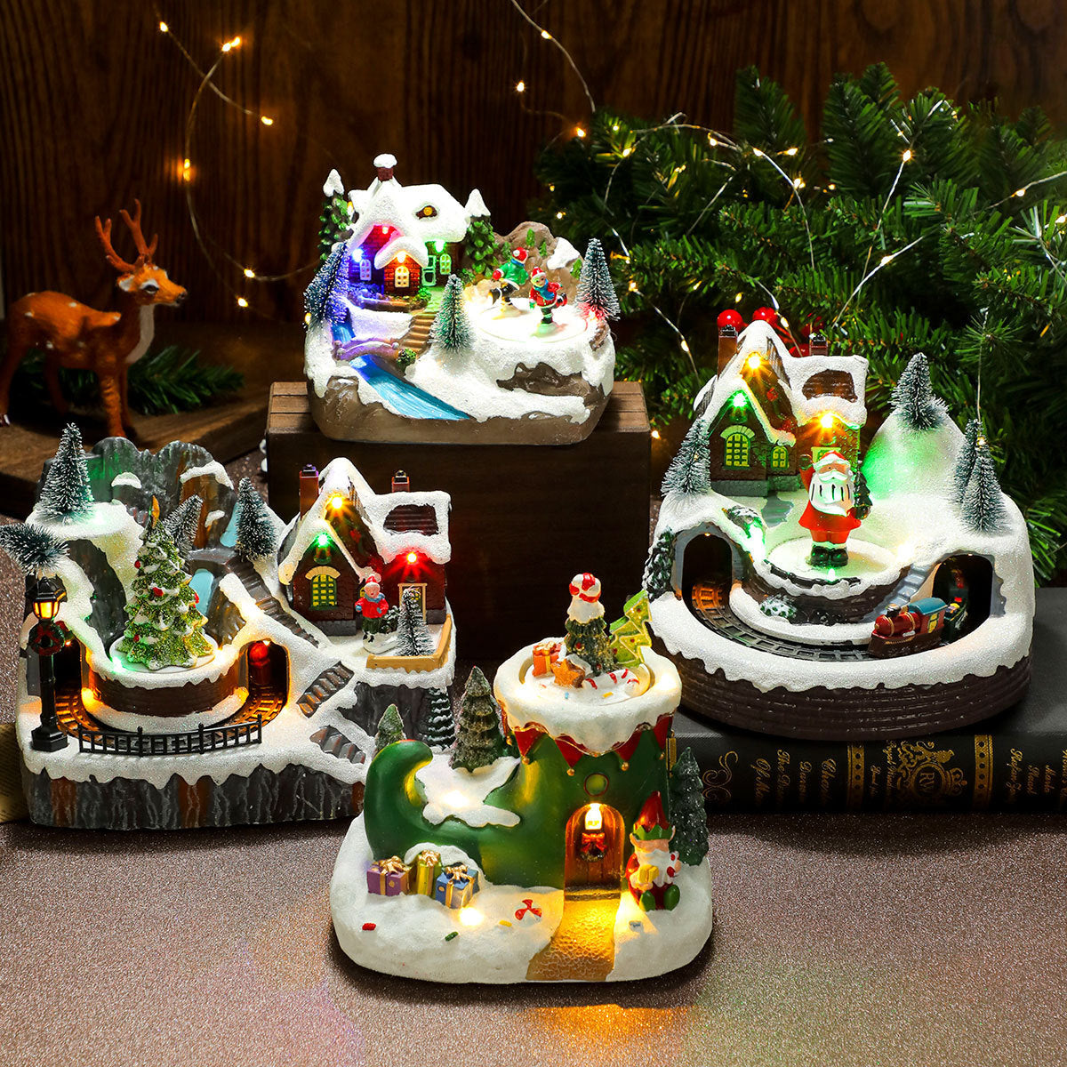 Rotating Christmas Resin Music Box – Luminous Holiday Ornament with Soothing Melody - ZA-ZOLA