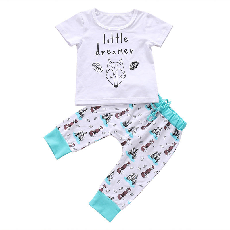 Newborn Baby Clothes Set T-shirt Tops+Pants Little Boys and Girls OutfSpecification:
 
 - Material: 100% Cotton
 
 - Size Chart:
 
 70cm: Tops Length 30cm, Bust 24cm, Pants Length 38cm, Age 0-3 Months
 
 80cm: Tops Length 32cm, Bust 25Baby ClothesZA-ZOLAZA-ZOLANewborn Baby Clothes Set