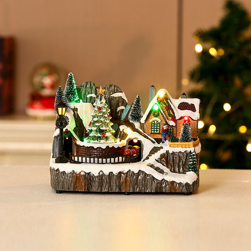 Rotating Christmas Resin Music Box – Luminous Holiday Ornament with Soothing Melody - ZA-ZOLA