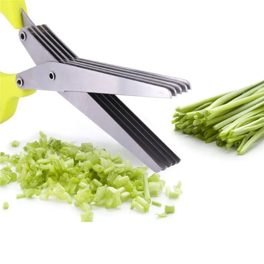 Multifunctional Multi-layer Green Onion Scissors Stainless Steel Onion Cutting Knife Herb Seaweed Spice Scissors Kitchen Scissor Kitchen Gadgets - ZA-ZOLA