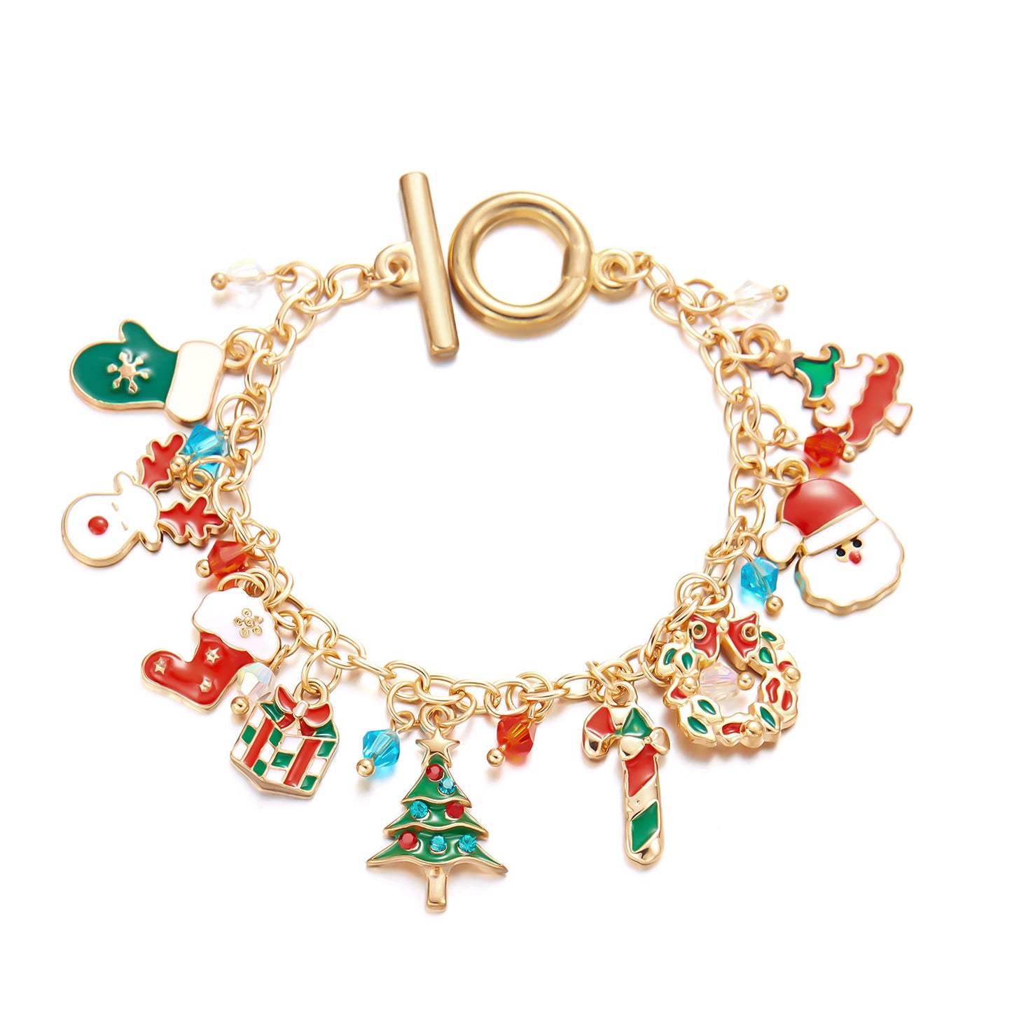 Personalized Christmas Bracelet with Santa Claus & Tree Pendants – Unique Holiday Jewelry for Women - ZA-ZOLA