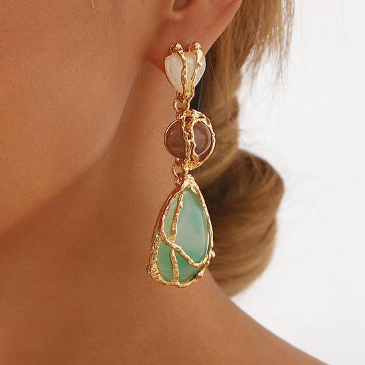 Acrylic Alloy Net Pocket Earrings Water Drop Geometry Earrings - ZA-ZOLA