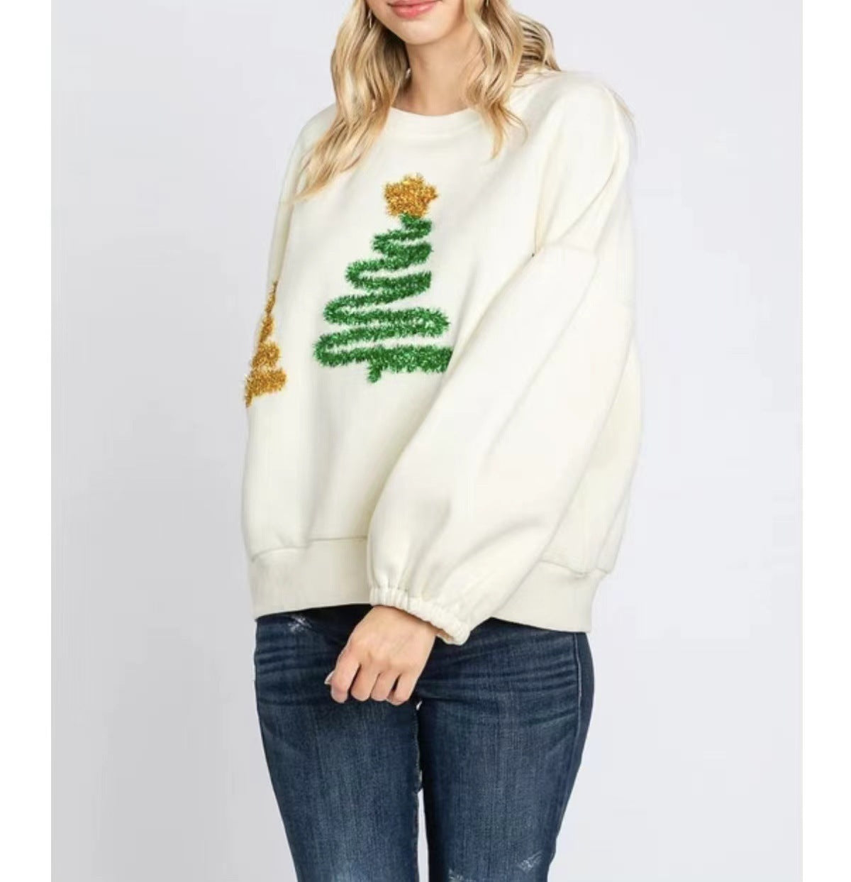 Women's Christmas Tree Casual Pullover – Long Sleeve Sweater for Festive Comfort - ZA-ZOLA