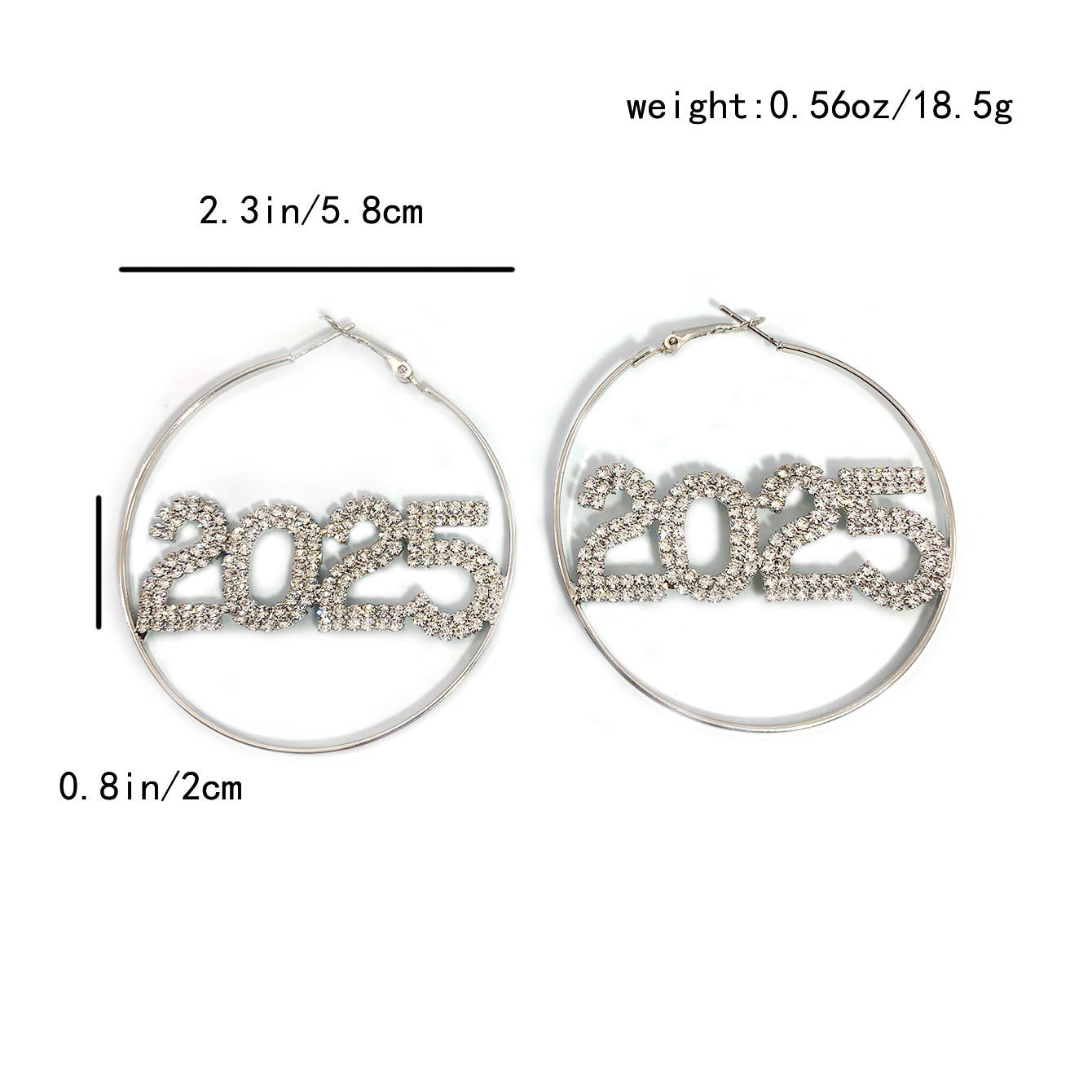 2025 Digital Rhinestone Earrings – Shining Fashion Exaggerated Ring Design - ZA-ZOLA