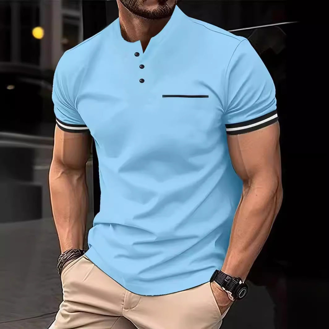 Solid Color Classic Button Stitching Short Sleeve - ZA-ZOLA