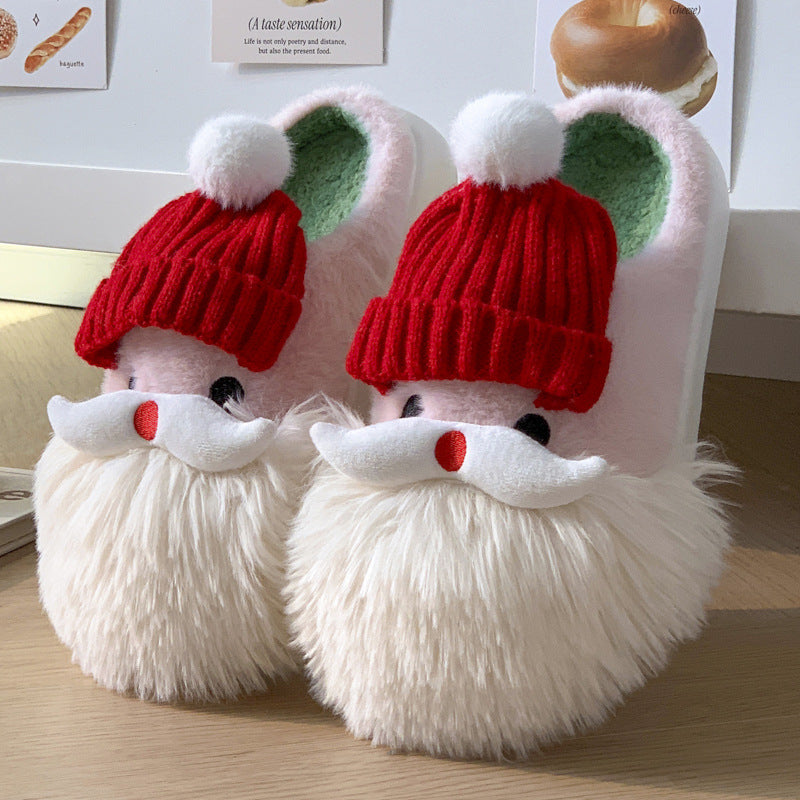 Cute Christmas Santa Claus Home Slippers – Warm Winter Non-Slip Plush Indoor Shoes for Women - ZA-ZOLA