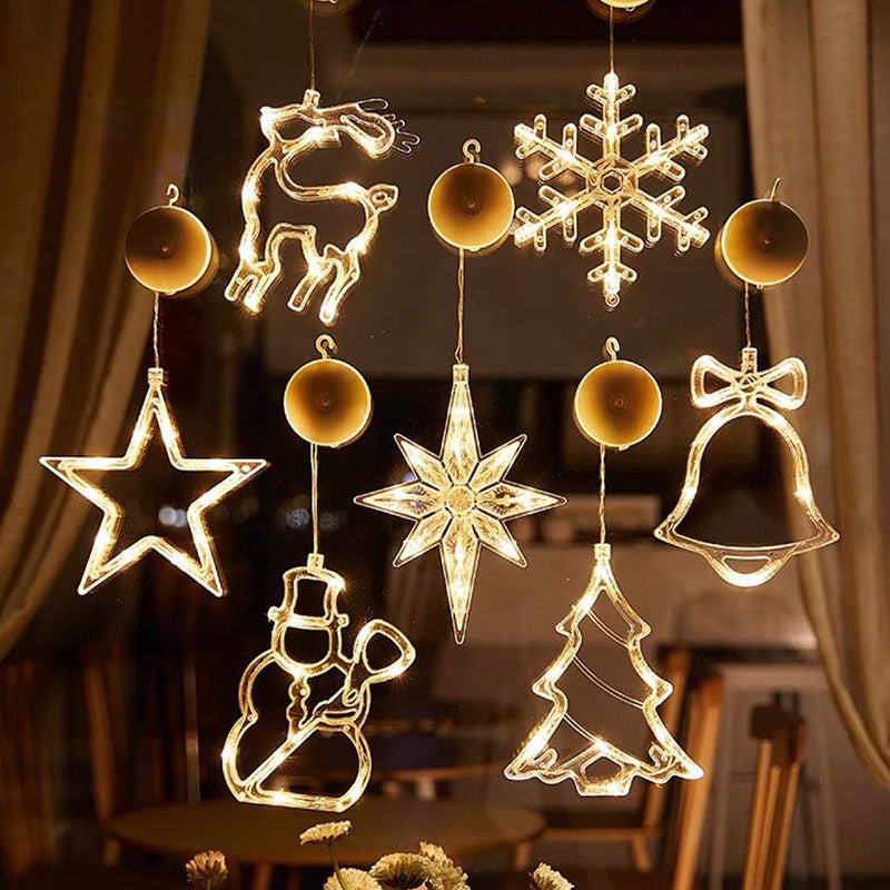 Christmas LED Suction Cup Chandelier – Santa Claus, Elk & Snowman Window Lights - ZA-ZOLA