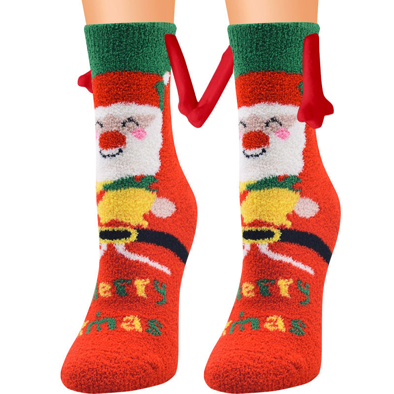 Christmas Magnetic Suction Couple Socks – Warm Coral Fleece Tube Socks for Winter Comfort - ZA-ZOLA