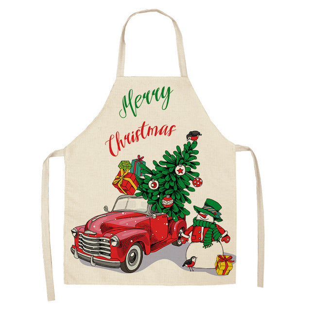 Christmas Cotton & Linen Apron | Festive Kitchen Essential - ZA-ZOLA