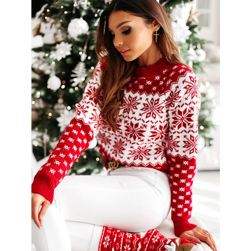 Christmas Elk Knitted Sweater – Long Sleeve Festive Winter Wear for Women & Men - ZA-ZOLA