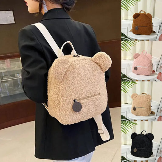 Bear Backpacks Portable Children Travel Shopping Rucksacks Women's Cute Bear Shaped Shoulder Backpack - ZA-ZOLA