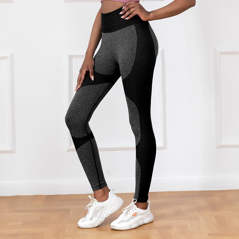 Yogahose mit Streifenmuster – Nahtlose Po-Lift-Leggings mit hoher Taille zum Laufen und Fitness