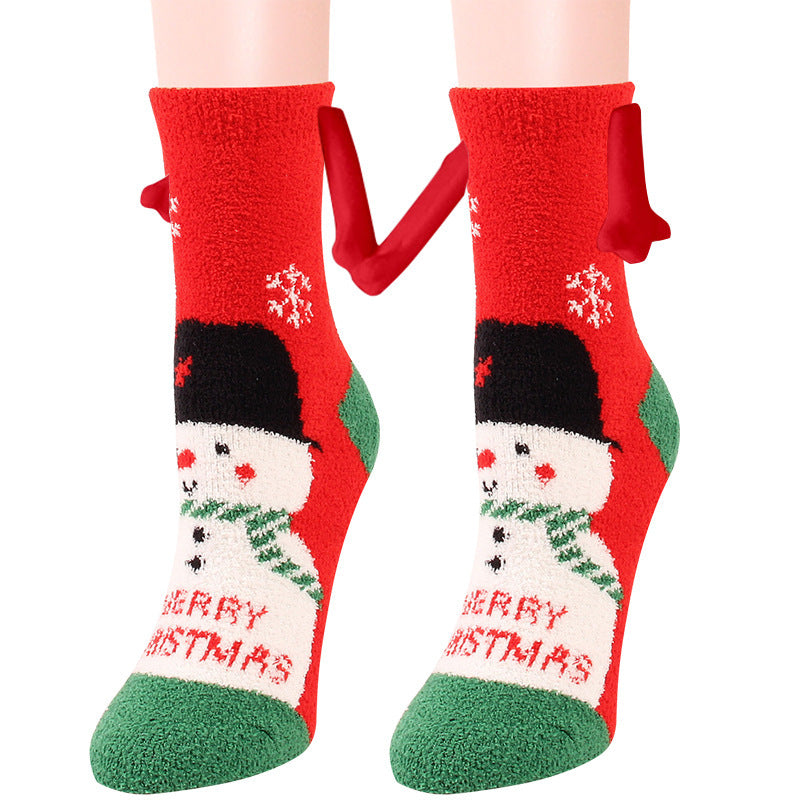 Christmas Magnetic Suction Couple Socks – Warm Coral Fleece Tube Socks for Winter Comfort - ZA-ZOLA