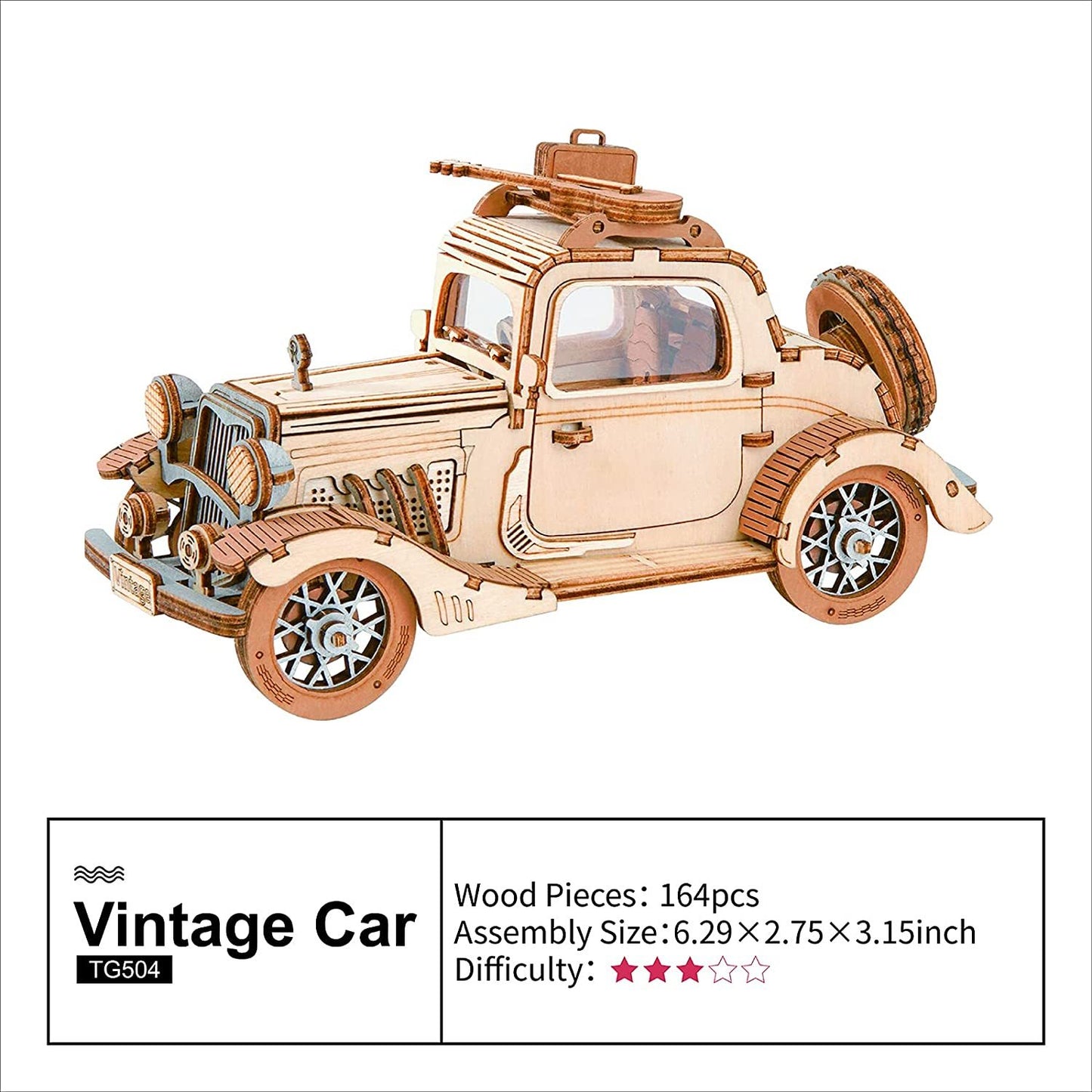 Robotime Rolife 3D Vintage Car Wooden Puzzle | DIY Toy for Kids - ZA-ZOLA