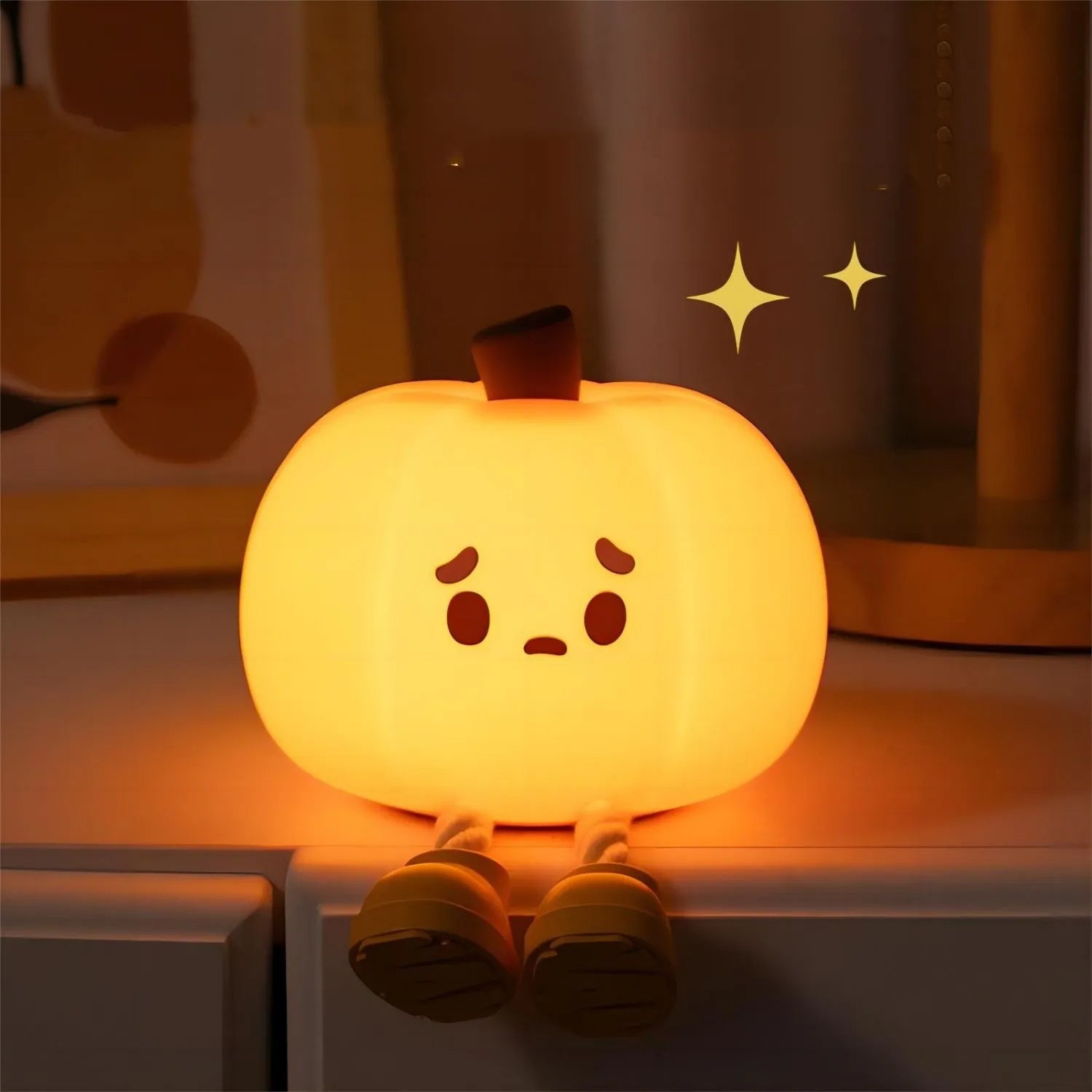 Home Decor Halloween Pumpkin Night Light Cute Soft Silicone Lamp Touch Dimmable Rechargeable Bedside Decor Light Kids Gifts Halloween Decorations - ZA-ZOLA