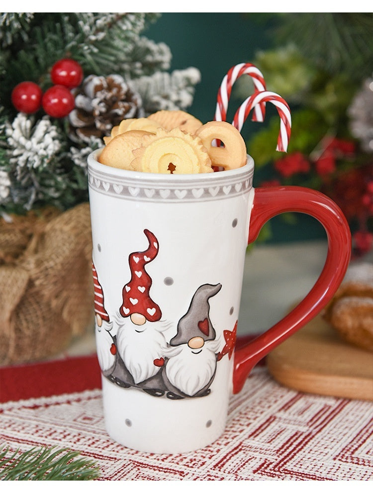 Large Capacity Ceramic Relief Cup | Festive Holiday Drink ware - ZA-ZOLA