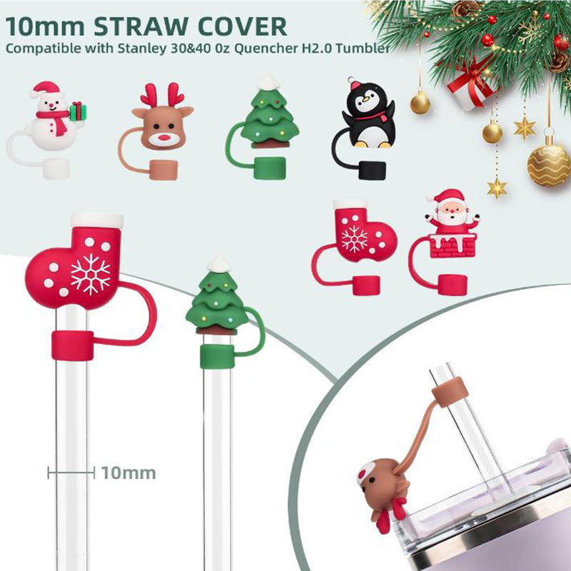 Christmas Straw Dust Cover – 10mm Cup Accessories for Festive Drinkware Protection - ZA-ZOLA