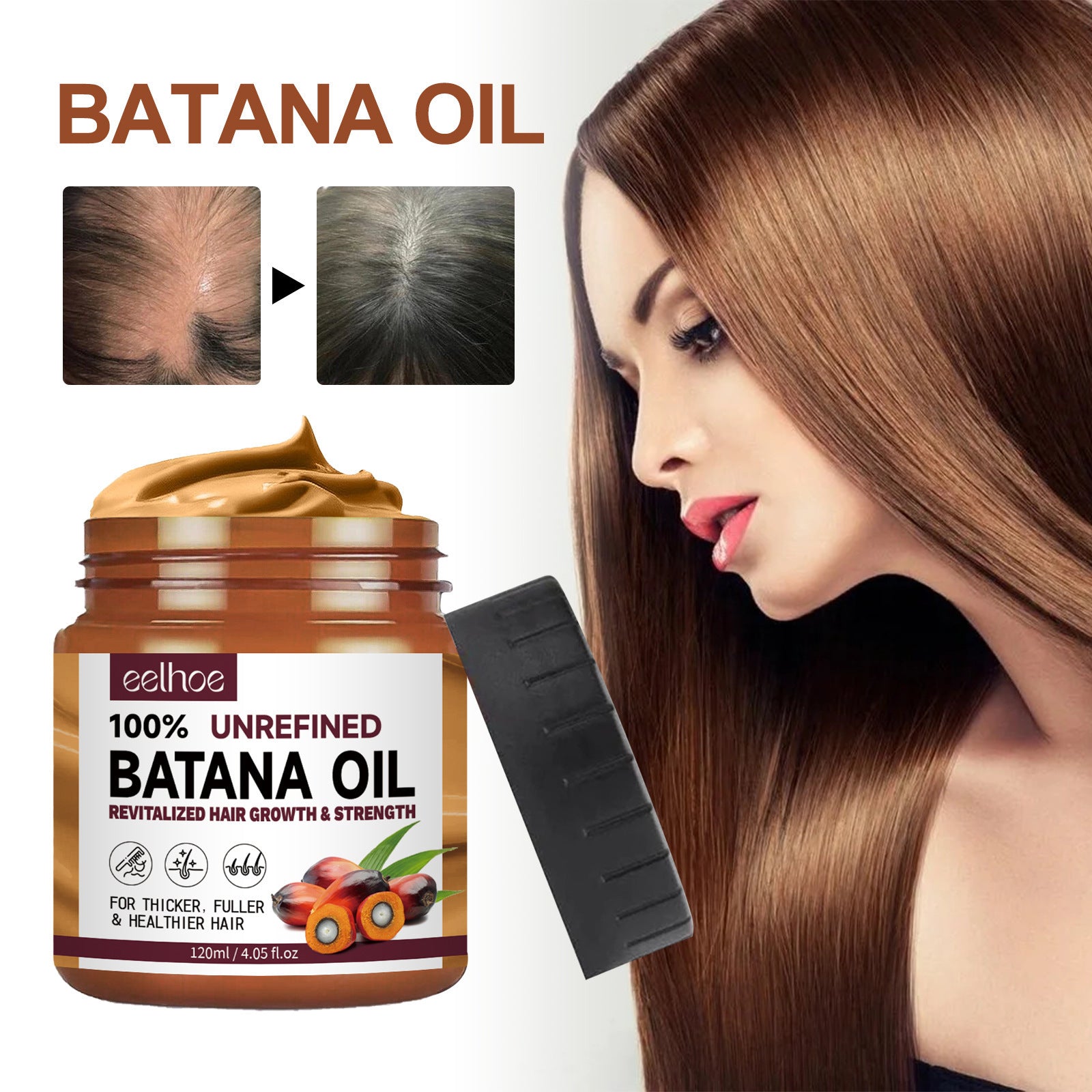 Hair Conditioner Pure Batana Oil Straightening Smoothing Hair Mask Anti Hair Loss Treatments Split Ends Damaged Fluffy Hair - ZA-ZOLA