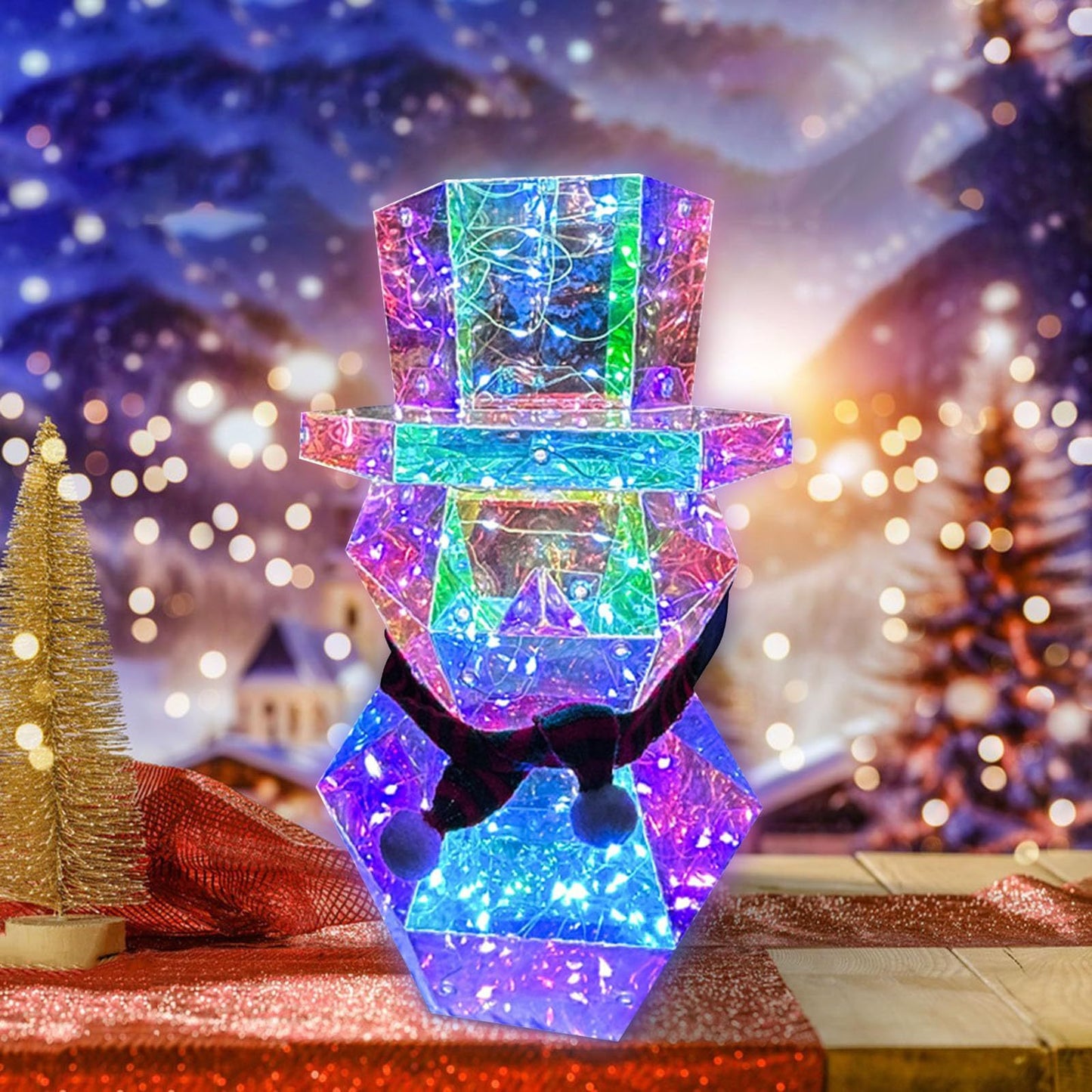 Colorful LED Glow Santa & Snowman Night Light | Festive Xmas Decor - ZA-ZOLA