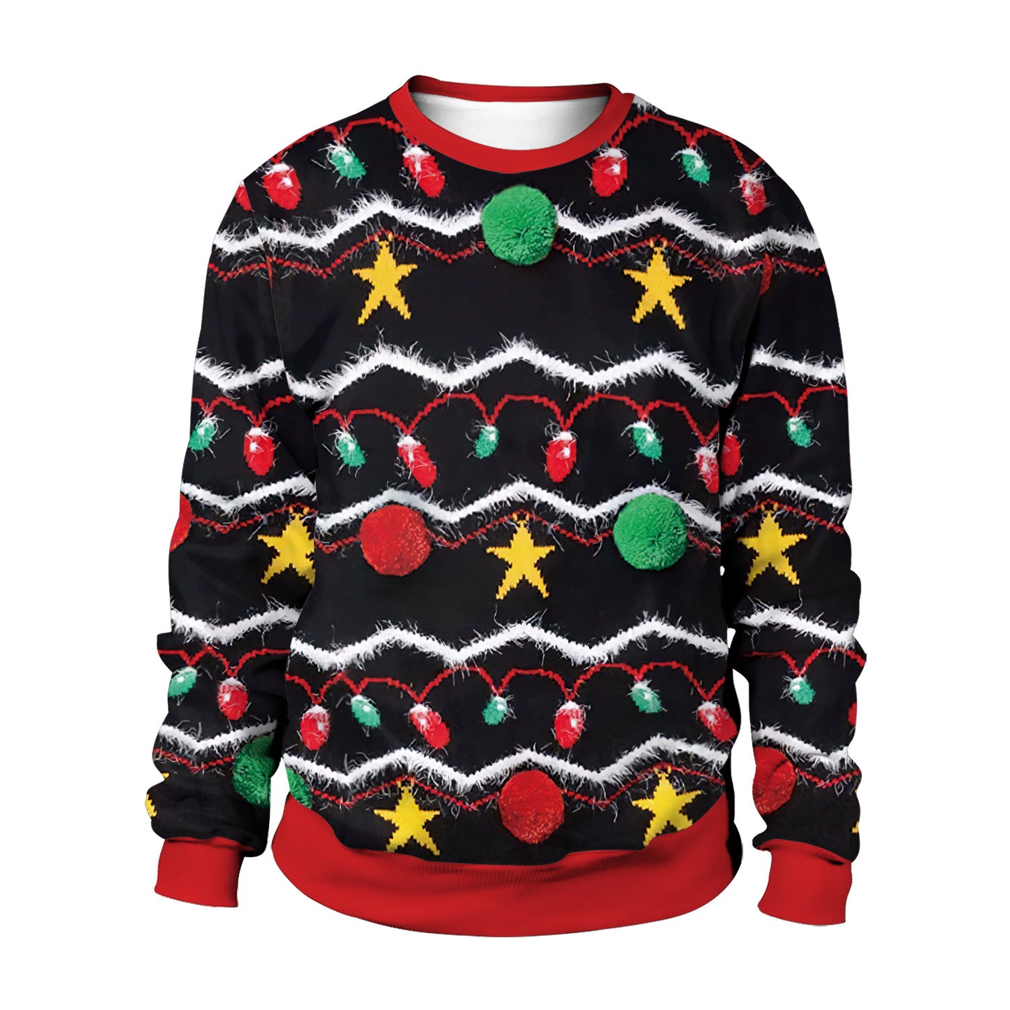 Digital Print Christmas Sweaters – Round Neck Festive Tops for Men & Women - ZA-ZOLA