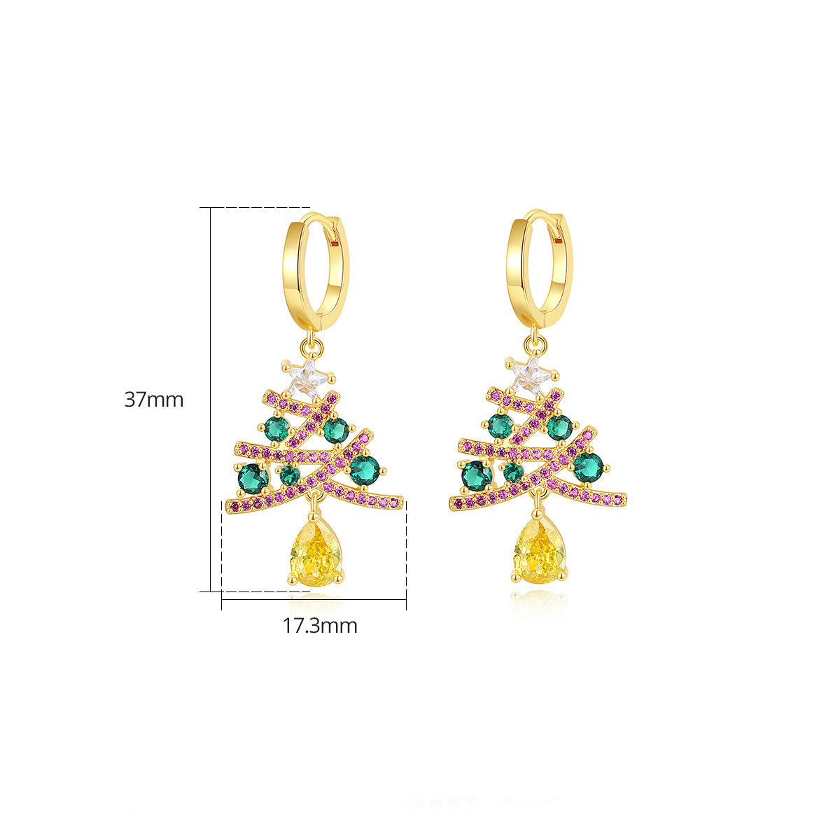 Colorful Rhinestone Christmas Tree Earrings – Shining Holiday Gift for Women’s Fashion Jewelry - ZA-ZOLA