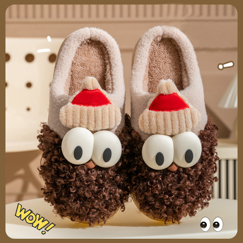 Cartoon Santa Claus Plush Slippers – Cozy Christmas Non-Slip Cotton Shoes for Couples, Women & Men – Warm Indoor Footwear - ZA-ZOLA