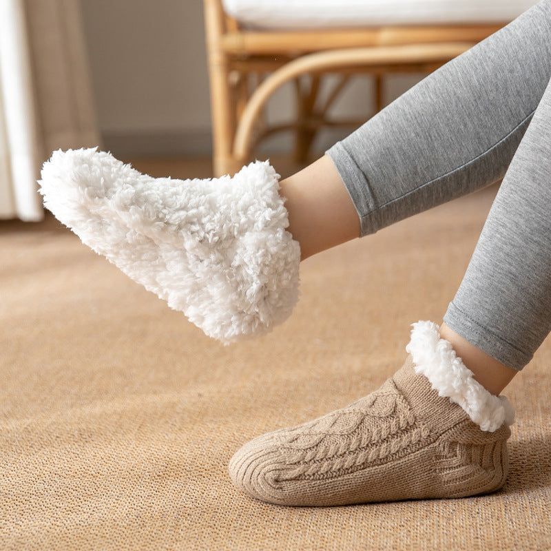 Winter Knitted Plush Floor Socks – Warm Non-Slip Home Carpet Socks for Women - ZA-ZOLA