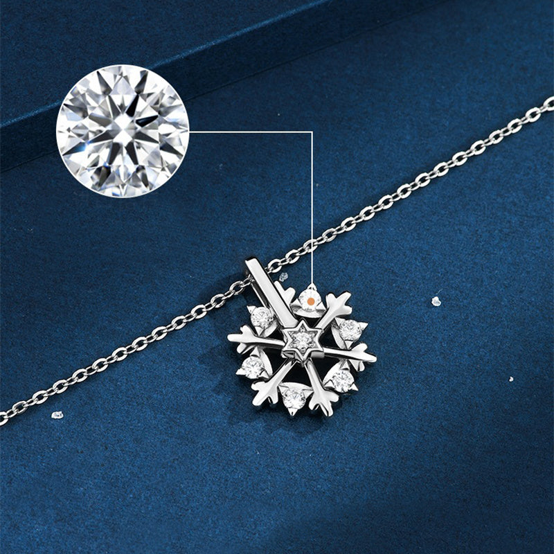 Rotatable 925 Silver Snowflake Necklace – Luxury Niche Design with Shiny Rhinestones, Perfect Gift for Women - ZA-ZOLA