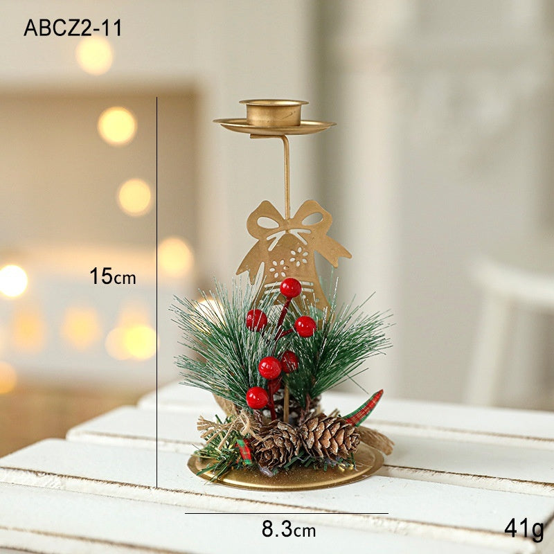 Golden Wrought Iron Christmas Candlestick – Elegant Window Decoration for the Holidays - ZA-ZOLA