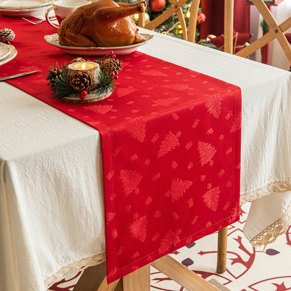 Dark Jacquard Christmas Table Runner | Elegant Holiday Dining Decor - ZA-ZOLA