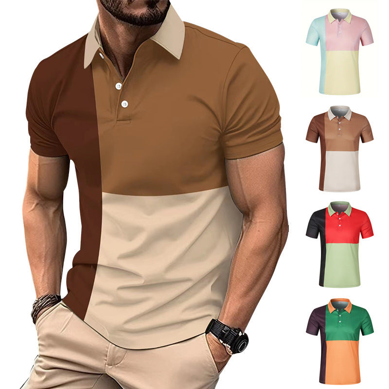 Summer Men's Fashion Color Contrast Polo ShirtProduct information:
 
 Color: red, pink, green, camel
 
 Details of clothing style: Asymmetric
 
 Size: S,M,L,XL,XXL,XXXL
 
 Style: slim fit
 
 Main fabric compositShirtZA-ZOLAZA-ZOLAFashion Color Contrast Polo Shirt