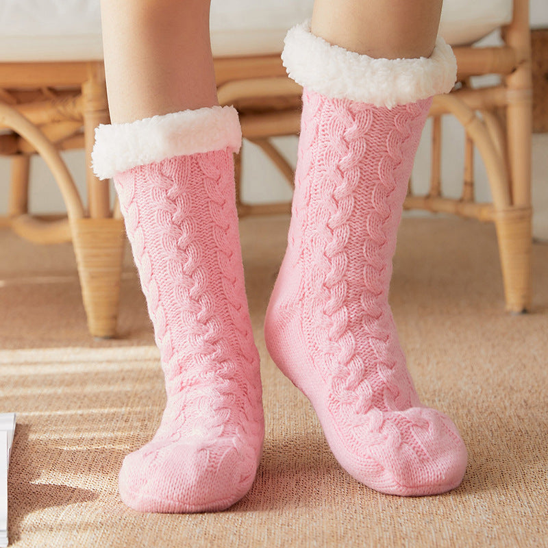 Winter Warm Knitted Plush Floor Socks – Non-Slip Indoor Carpet Socks for Men & Women - ZA-ZOLA