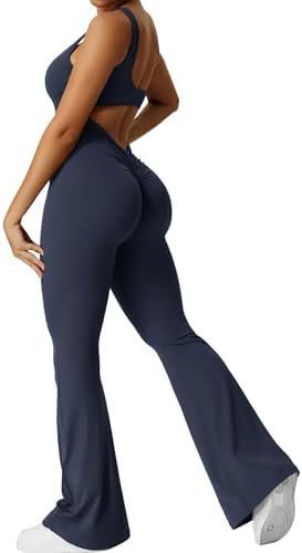 Women’s Sleeveless Flare Jumpsuit – Fitness & Yoga Long Pants for Comfort and Style