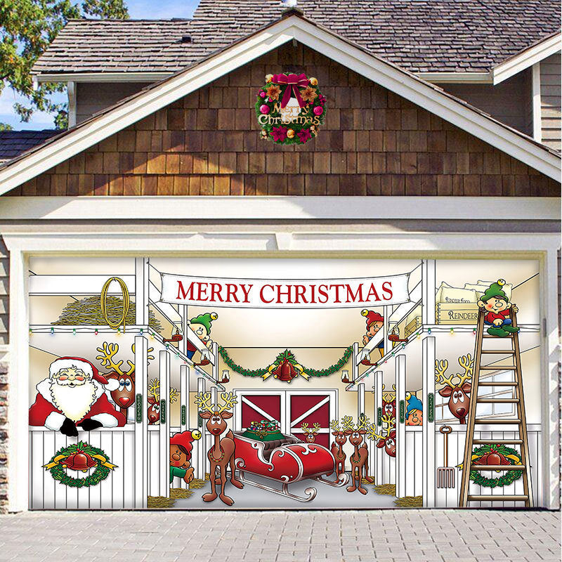 Christmas Hanging Background Cloth – Garage Door Patch for Holiday Party Decor - ZA-ZOLA