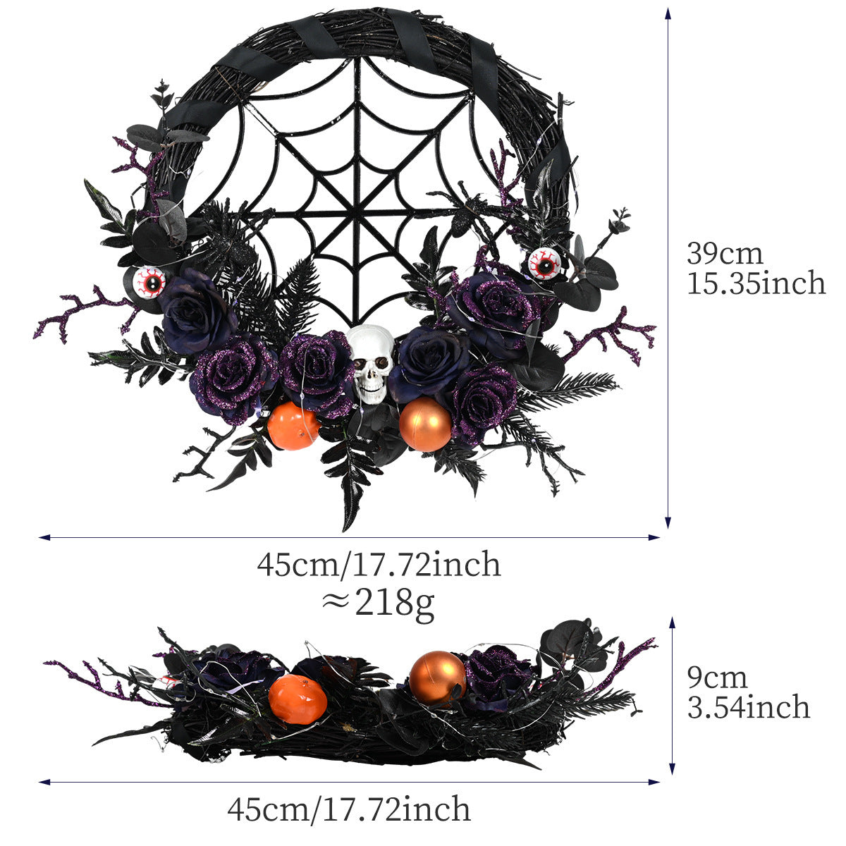 Halloween Decorations Spider Skull Vine Ring Artificial Flower Party Layout Props Pendant - ZA-ZOLA