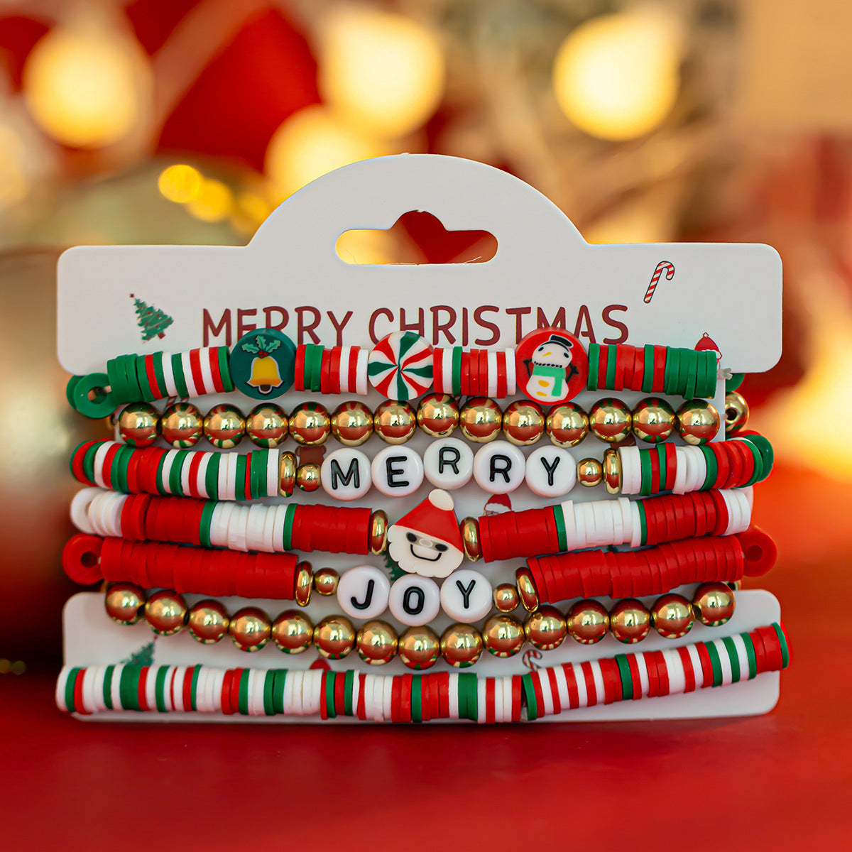 Festive Christmas Polymer Clay Color Bracelet Set - Perfect Holiday Gift! - ZA-ZOLA