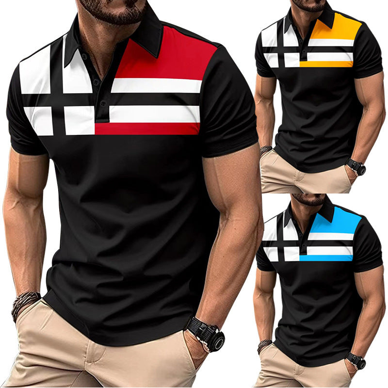 Men's Striped Printed Casual TopProduct information:
 
 Pattern: stripes
 
 Color: red, yellow, blue
 
 Details of clothing style: Patch
 
 Size: S,M,L,XL,XXL,XXXL
 
 Main fabric composition: PolyeTopZA-ZOLAZA-ZOLAStriped Printed Casual Top