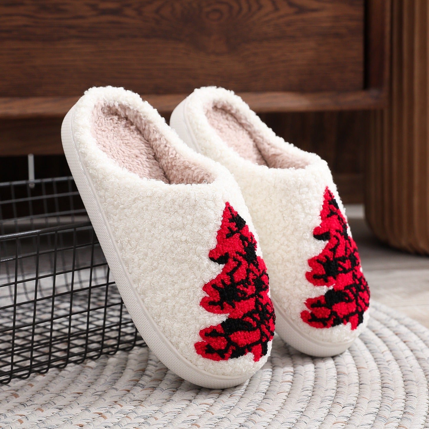 Christmas Tree Home Slippers for Women – Non-slip Fuzzy Winter Slippers for Bedroom – Cozy, Stylish House Shoes - ZA-ZOLA