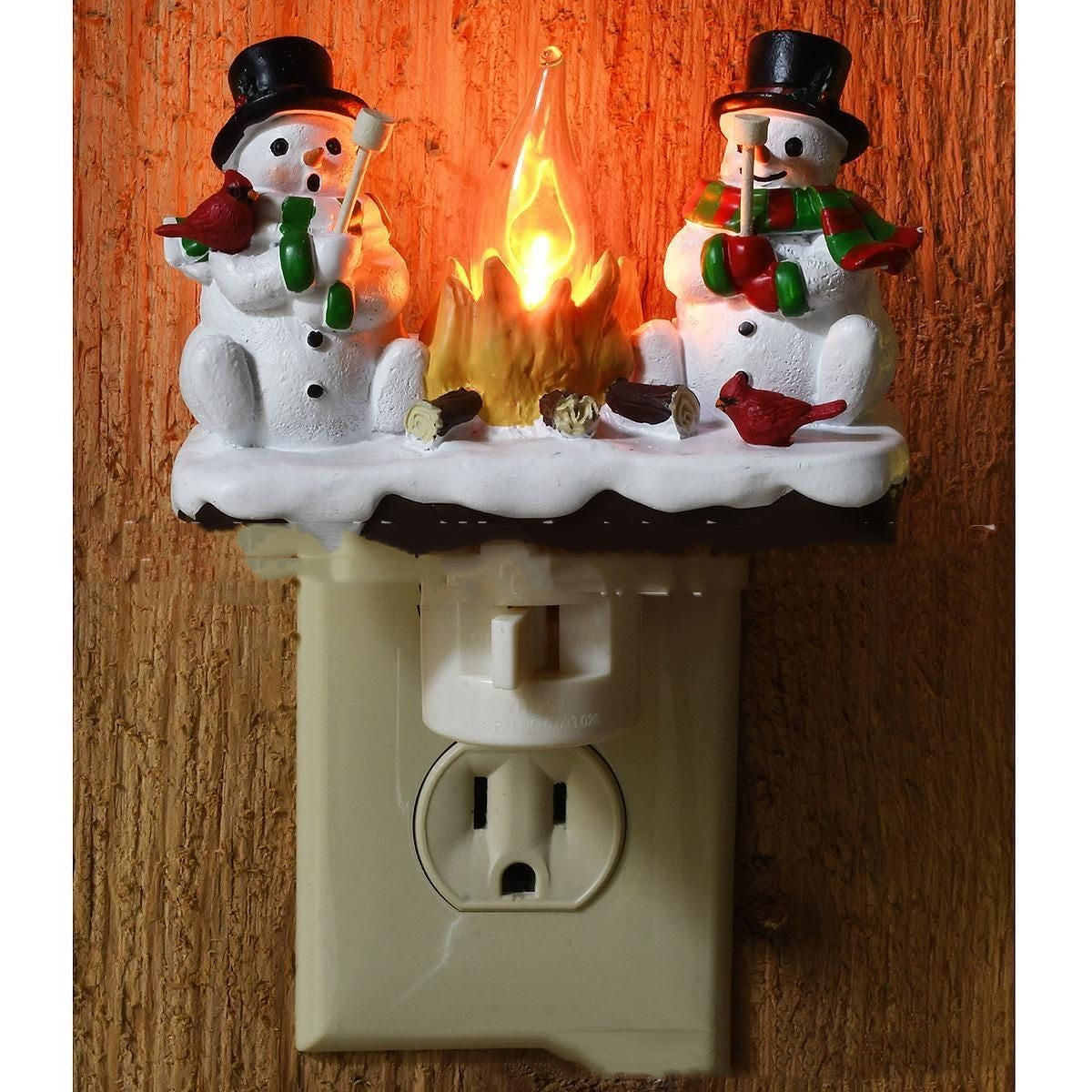 Charming Snowman & Campfire Night Light | Cozy Holiday Decor - ZA-ZOLA