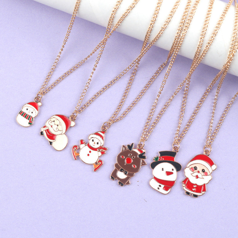 Cute Cartoon Santa Claus & Snowman Pendant Necklace - Perfect for Christmas and New Year Gifts! - ZA-ZOLA