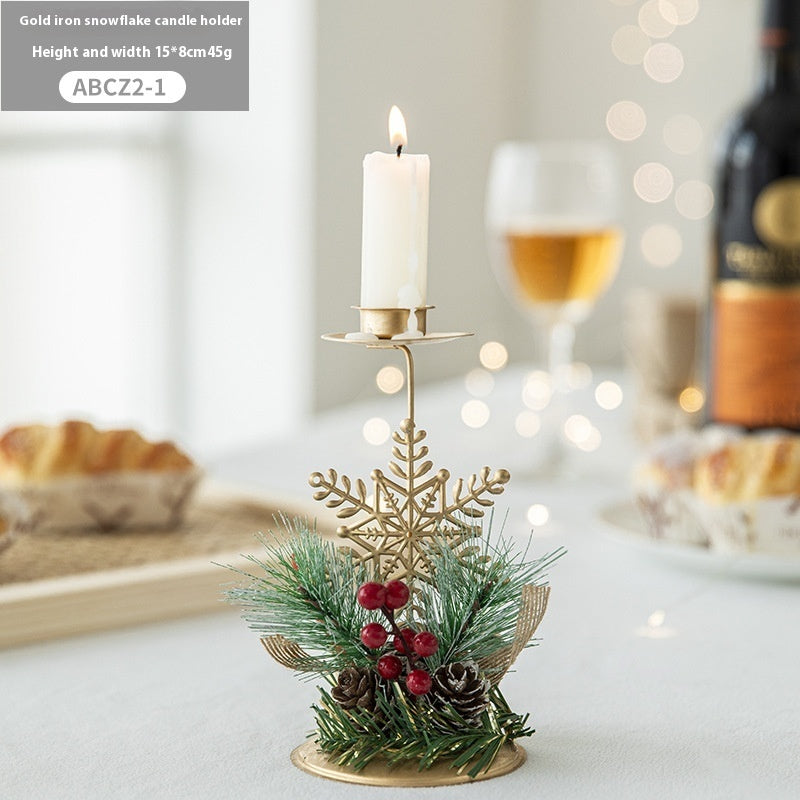 Golden Wrought Iron Christmas Candlestick – Elegant Window Decoration for the Holidays - ZA-ZOLA