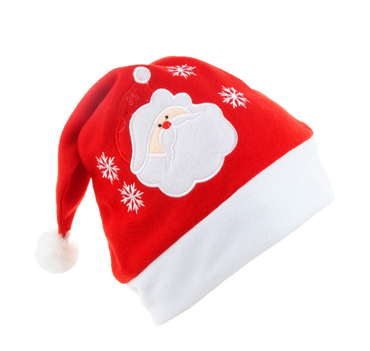 Cartoon Christmas Hat with Elk & Santa Embroidery - Fuzzy Holiday Party Hat - ZA-ZOLA