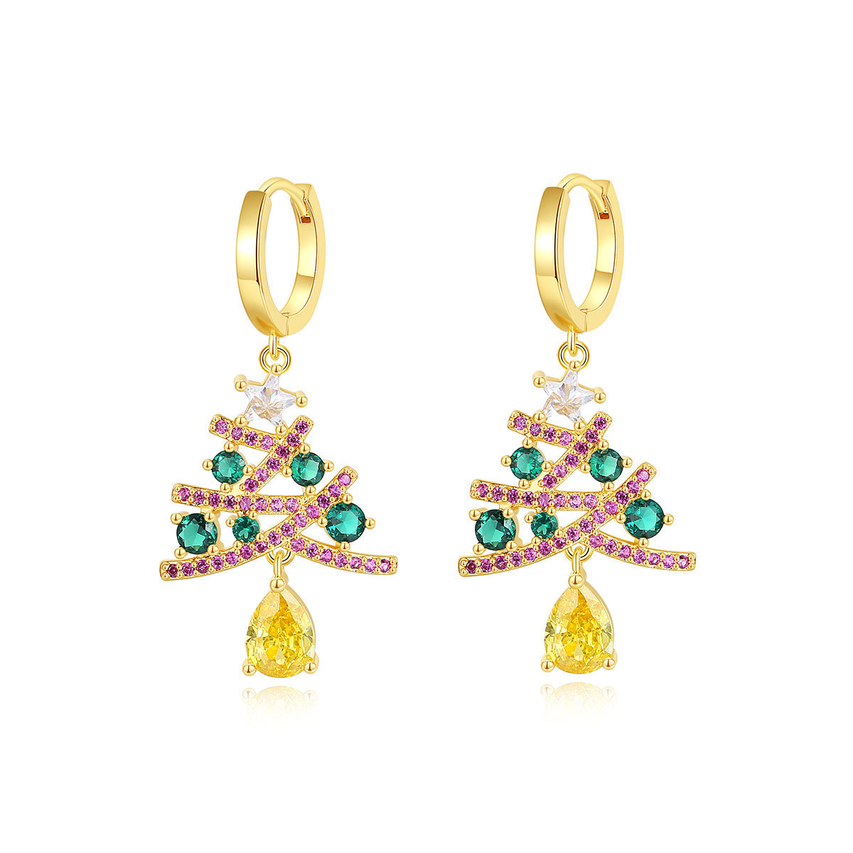 Colorful Rhinestone Christmas Tree Earrings – Shining Holiday Gift for Women’s Fashion Jewelry - ZA-ZOLA