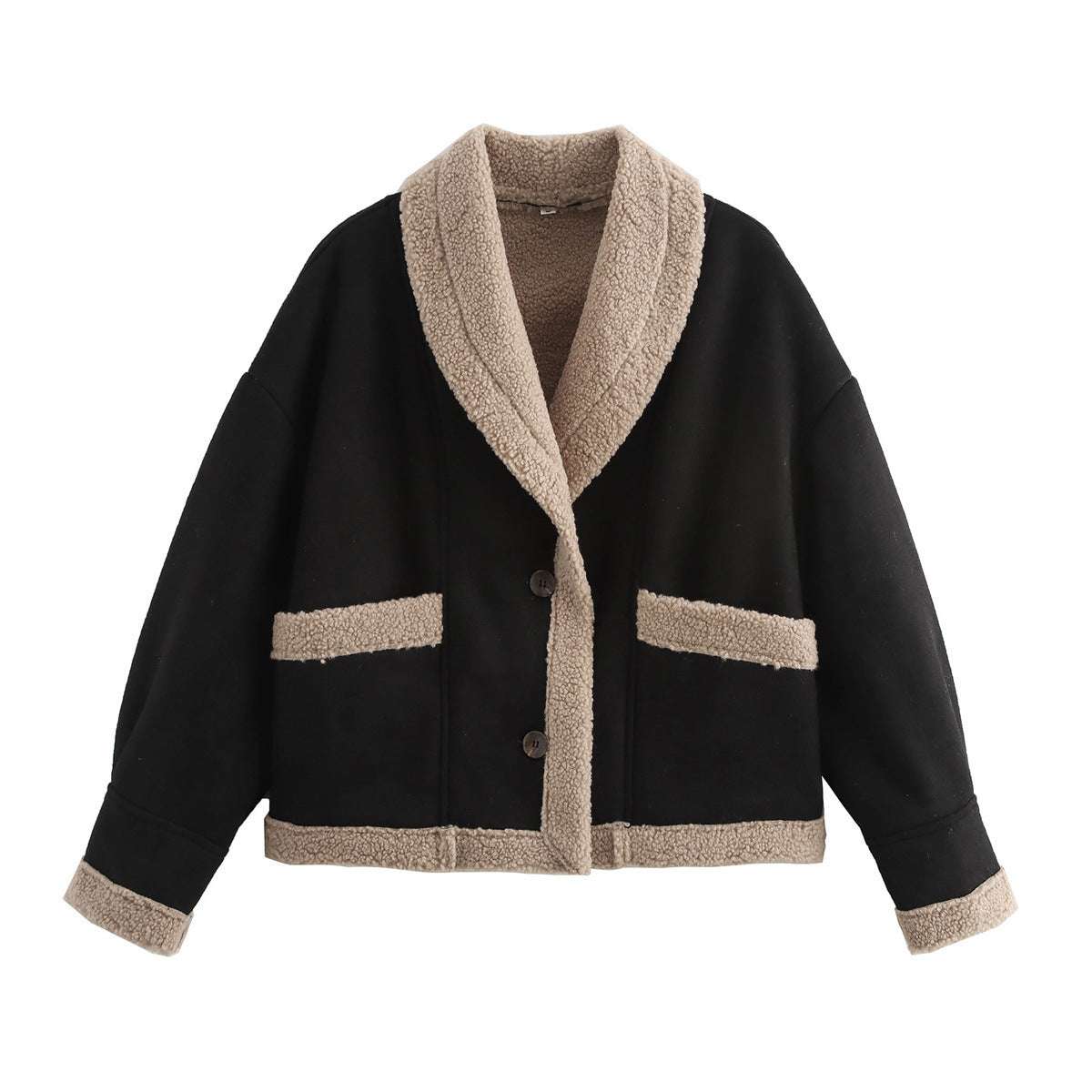 Lapel Woolen Coat with Pockets – Women’s Winter Jacket